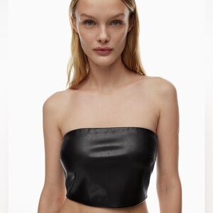 Aritzia Cropped Vegan Black Leather Tube Top